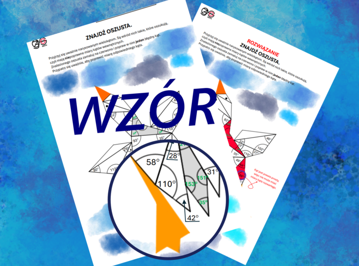 (klasa 5 klasa 6) Znajdź oszusta, czyli suma kątów w trójkątach i czworokątach.