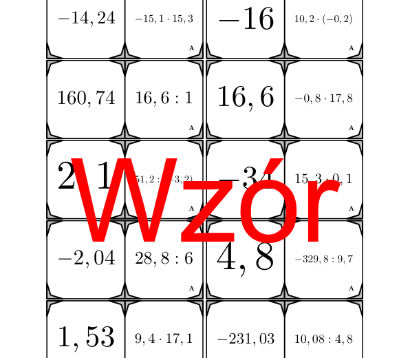 Domino - Mnożenie i dzielenie dodatnich i ujemnych liczb dziesiętnych | matematyka