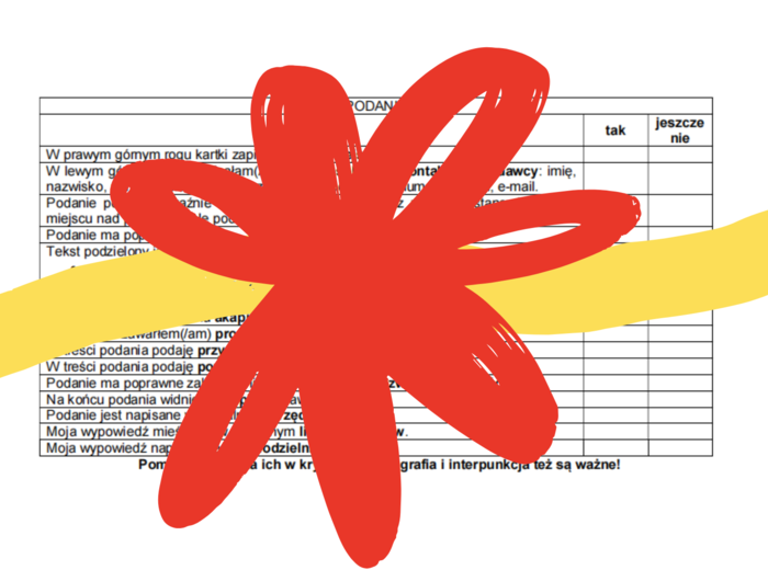 Kryteria pisania PODANIA na języku polskim – klasa VII-VIII