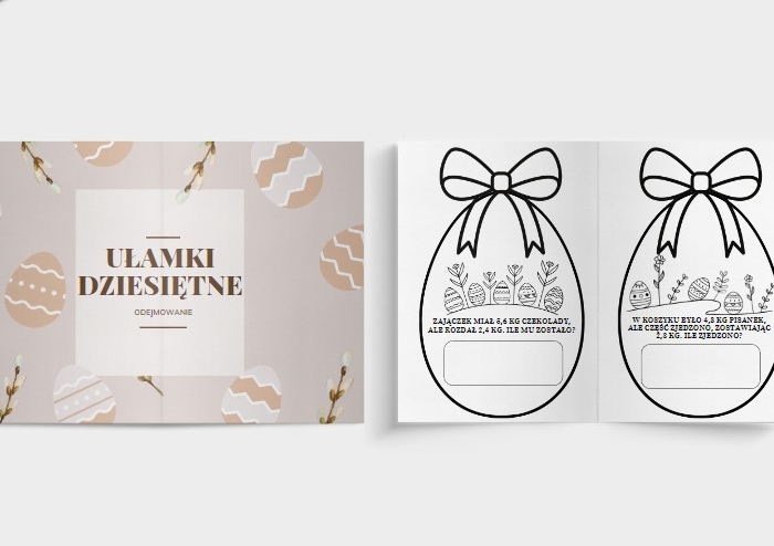 Odejmowanie ułamków dziesiętnych - girlanda wielkanocna