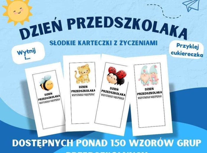 DZIEŃ PRZEDSZKOLAKA – KARTECZKI NA SŁODKOŚCI – GRUPA ZŁOTE RYBKI