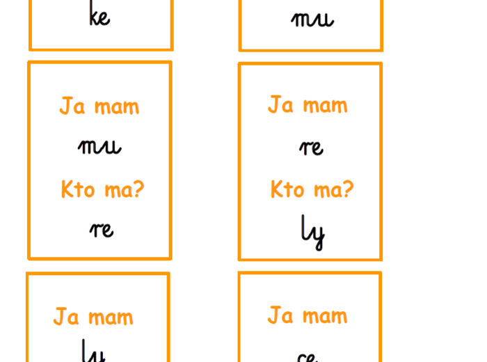 Zestaw kart typu kto ma, ja mam – nauka czytania