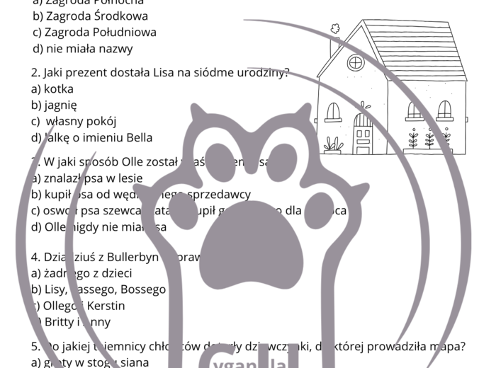 Karty pracy z odpowiedziami do lektury Astrid Lindgren "Dzieci z Bullerbyn"