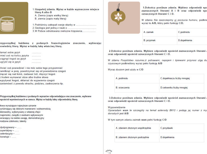 Powtórka przed egzaminem ósmoklasisty z języka polskiego - kalendarz adwentowy