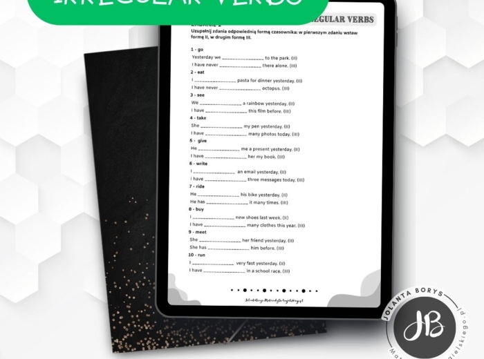 Karta pracy do utrwalenia czasowników nieregularnych - klasa 6.