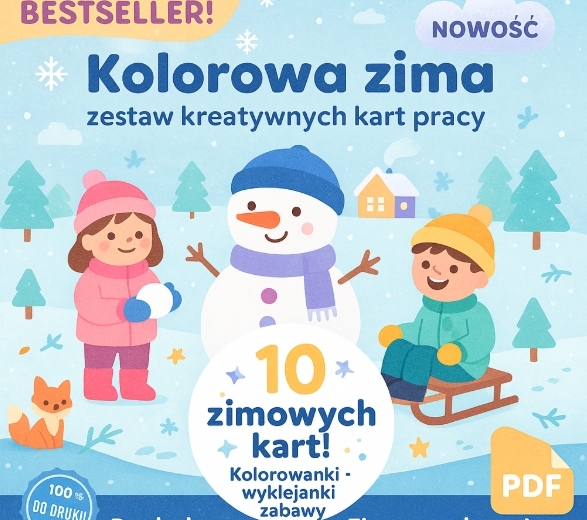Kolorowa zima – zestaw kart pracy