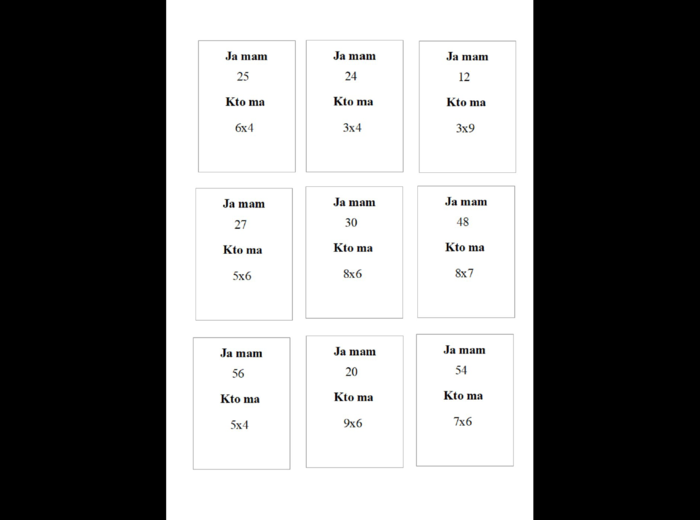 Zestaw kart typu kto ma, ja mam - gra matematyczna