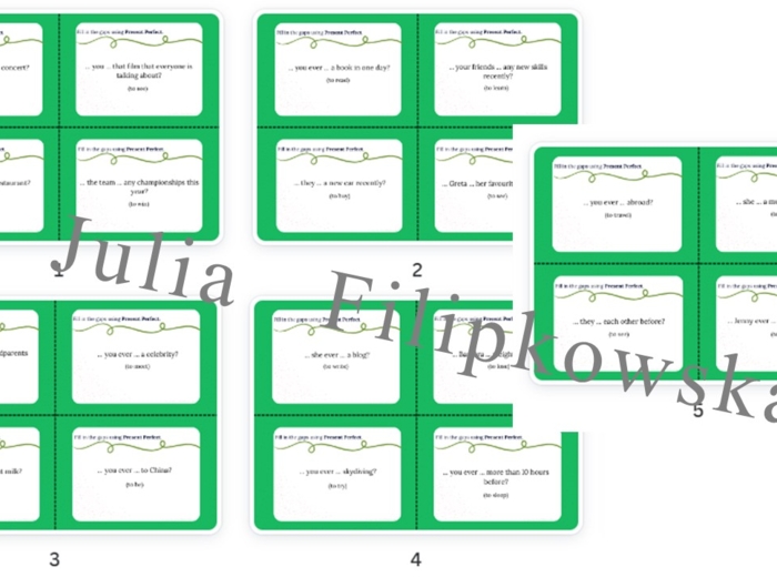 Present Perfect/ Karty do mówienia/ Mówienie/ Speaking/ Zestaw/ Pakiet/ Klasy 4-8/ Klasy 4-6/ Klasy 6-8/ SP/ Warm-up/ Rozgrzewka/ Gramatyka/ Grammar/ Speaking cards grammar/ Grammar cards/ E8