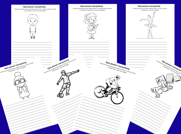 OPIS POSTACI RZECZYWISTEJ - karta pracy - kl. 4-5 - ćwiczenia redakcyjne