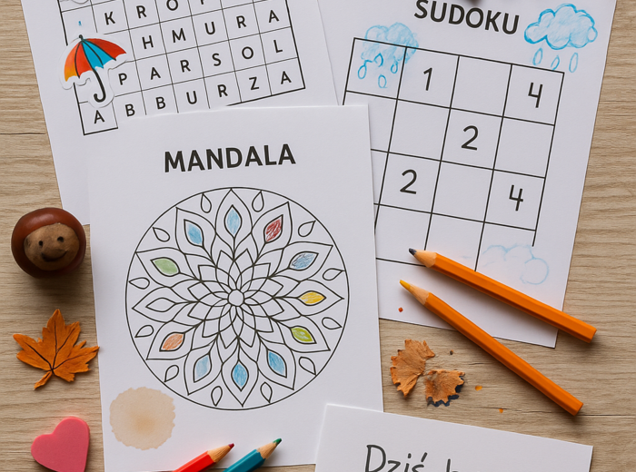 Karty Pracy: "Deszczowe łamigłówki"