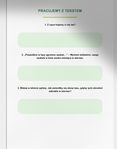 O lasach. Ks. Jan Twardowski. Zadania do wiersza.