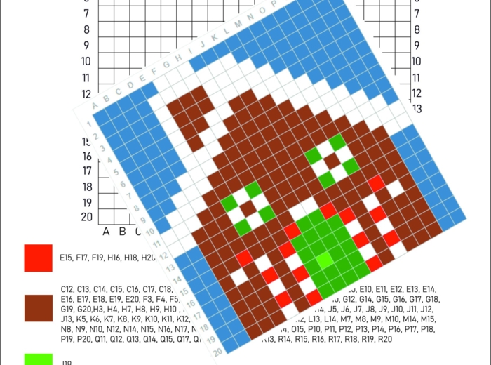 Kodowanka zimowa- świąteczna (domek z piernika), odkoduj obrazek , kodowanie