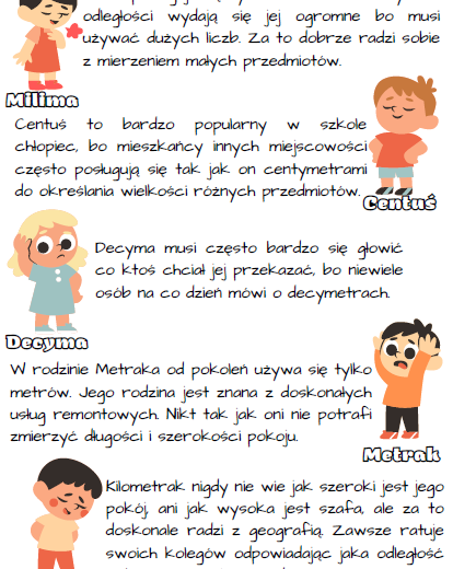 Jednostki długości - karta pracy klasy 4, 5 (materiał na całą lekcję)