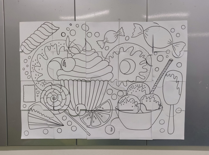 Tłusty czwartek - słodkości, kolorowanka XXL- puzle