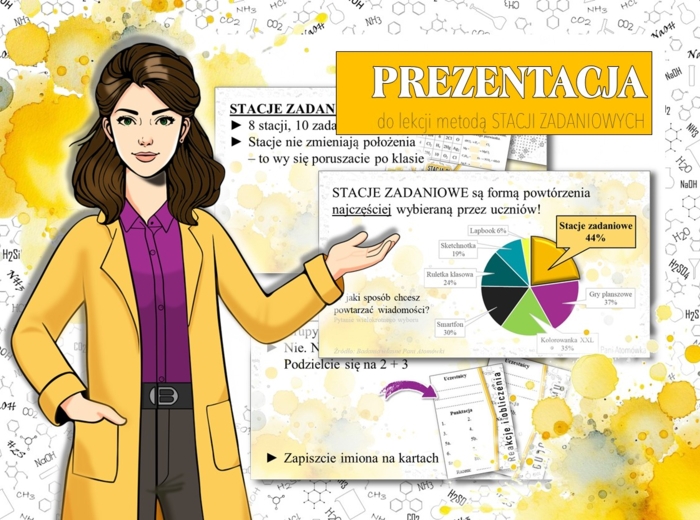 Stacja: RYWALIZACJA! BONUSOWY materiał do pracy metodą Stacji: Rywalizacji! Chemia. Powtórzenie wiadomości. Stacje zadaniowe. Praca grupowa. Zadanie. Gra dydaktyczna. Prezentacja.