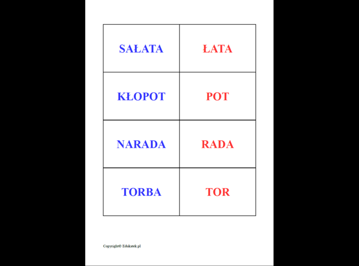 Ukryte wyrazy – utrwalanie czytania