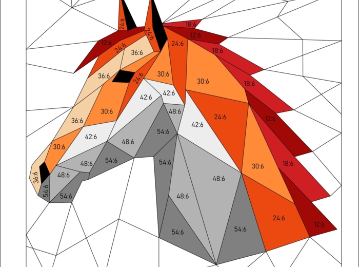 Dzielenie przez 6- pokoloruj według wyników dzielenia, nauka mnożenia i dzielenia, kolorowanka