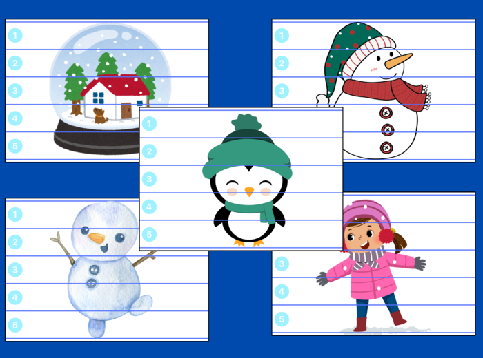 ZIMA – puzzle – biblioteka – świetlica – przedszkole – 10 wersji