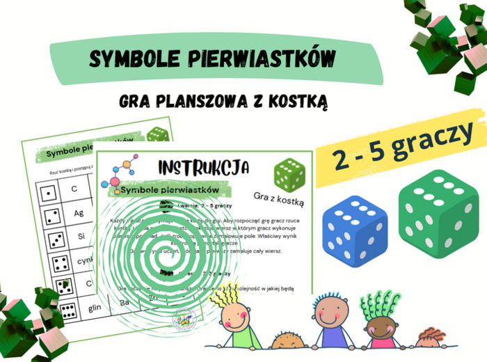 Symbole pierwastków - gra planszowa z kostką