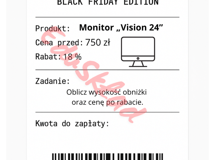 ⭐53 PARAGONY MATEMATYCZNE – BLACK FRIDAY EDITION (różne poziomy trudności / podwójne rabaty/ zamiast kartkówki)