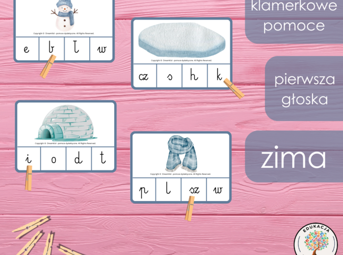 Klamerkowe pomoce - pierwsza głoska - zima