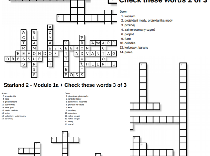 Starland 2 – Module 1 – krzyżówki