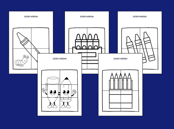 DZIEŃ KREDKI – biblioteka – świetlica – przedszkole - UKŁADANKA - układanki - puzzle - kolorowanka - 10 szt.