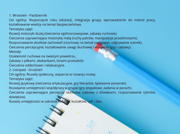 Roczny plan zajęć korekcyjno-kompensacyjnych, przedszkole