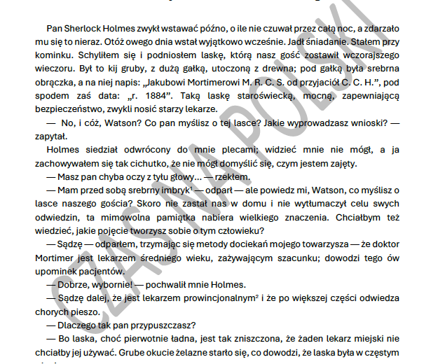 Arthur Conan Doyle „Pies Baskerville’ów” – test czytania ze zrozumieniem