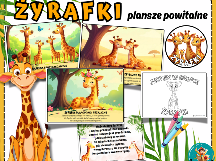 ŻYRAFKI - plansze na powitanie