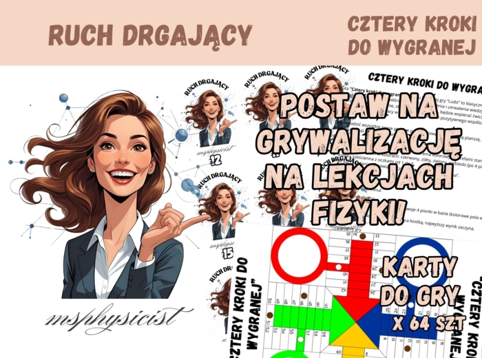 POWTÓRZENIE: RUCH DRGAJĄCY I FALE – klasa 8 – lekcja powtórzeniowa – GRA dydaktyczna. CZTERY KROKI DO WYGRANEJ. CHIŃCZYK. MOC powtórki. Materiał cyfrowy