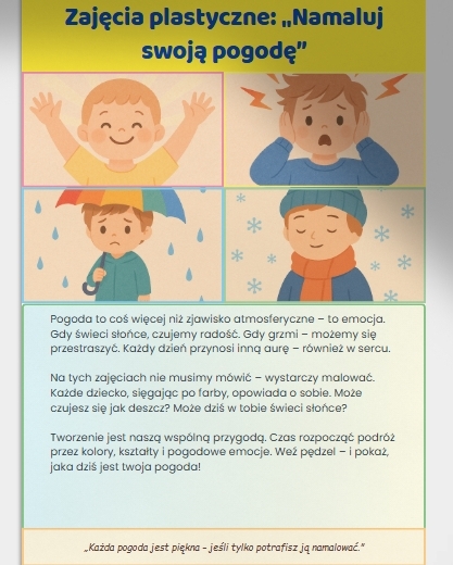 Zajęcia plastyczne: „Namaluj swoją pogodę” .