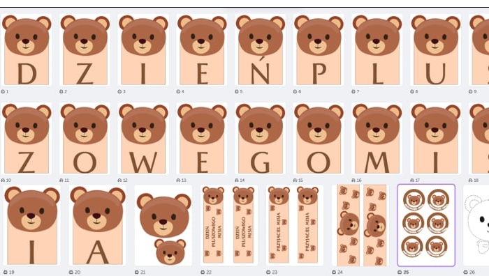 Dzień Pluszowego Misia napis girlanda, medale, opaski na głowę