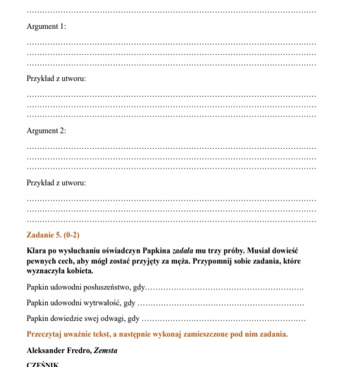 Karta pracy "Zemsta"