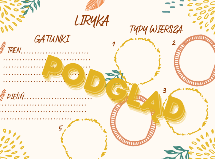 Liryka, epika i dramat - notatki do uzupełnienia (powtórka przed egzaminem ósmoklasisty i nie tylko)