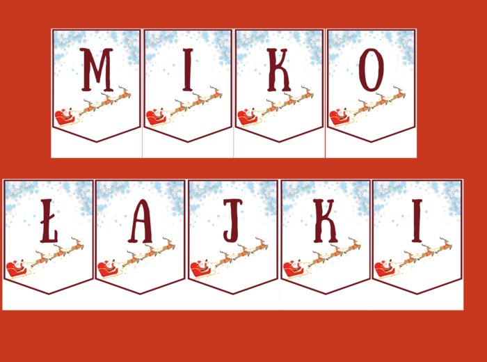 MIKOŁAJKI – Mikołaj – Boże Narodzenie – GIRLANDA - biblioteka – świetlica – przedszkole – gazetka – wersja 1