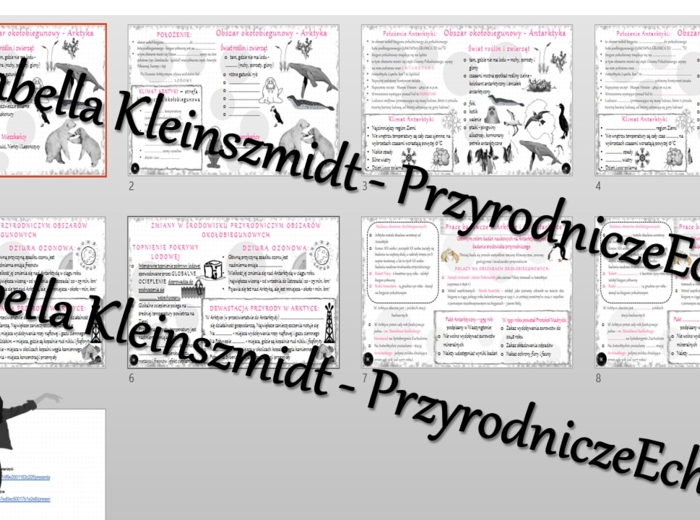 Zestaw sketchnotek i kart pracy + gratisowe linki do prezentacji multimedialnych niekomercyjnych wykonanych w genial.ly do indywidualnego pobrania i użycia do celów niekomercyjnych. Geografia 8, „Obszary okołobiegunowe”