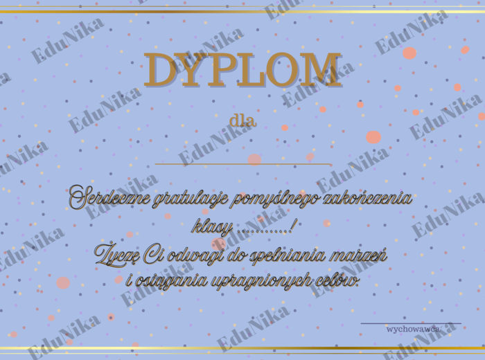 Dyplomy na zakończenie roku szkolnego/ dwa wzory/ dyplom/ koniec roku/ uniwersalne