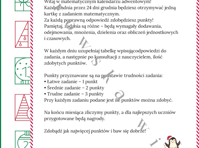 Matematyczny kalendarz adwentowy