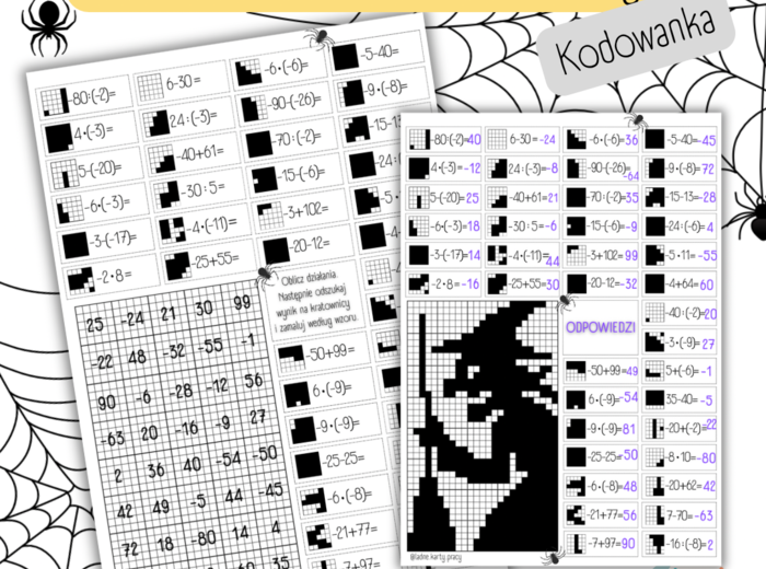 DZIAŁANIA NA LICZBACH CAŁKOWITYCH – Halloween – kodowanka/bloksy
