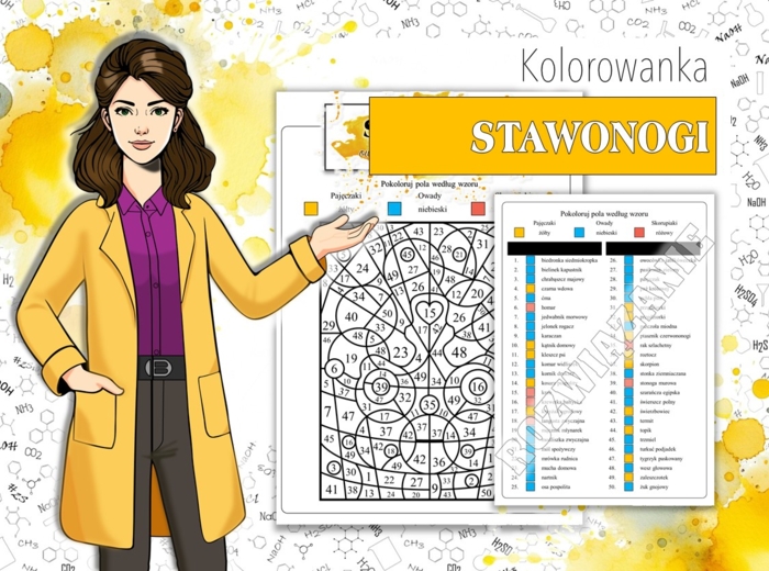 Klasa 6. Biologia. Stawonogi. Biologiczna kolorowanka. Karta pracy. Zadanie.