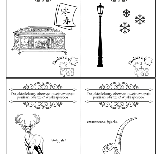 Karty "Skojarz to!" do lektur z klas 4-6, powtórka z lektur szkolnych