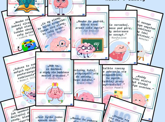 "Złote myśli - cytaty motywacyjne o nauce i szkole" - gazetka motywacyjna
