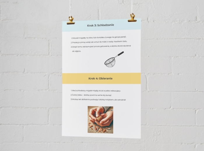 Jak obrać i przechowywać migdały? Plakat edukacyjny.