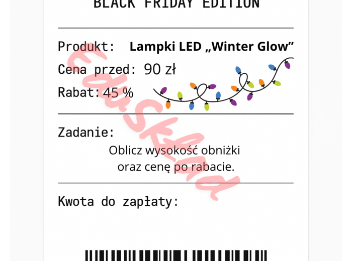 ⭐53 PARAGONY MATEMATYCZNE – BLACK FRIDAY EDITION (różne poziomy trudności / podwójne rabaty/ zamiast kartkówki)