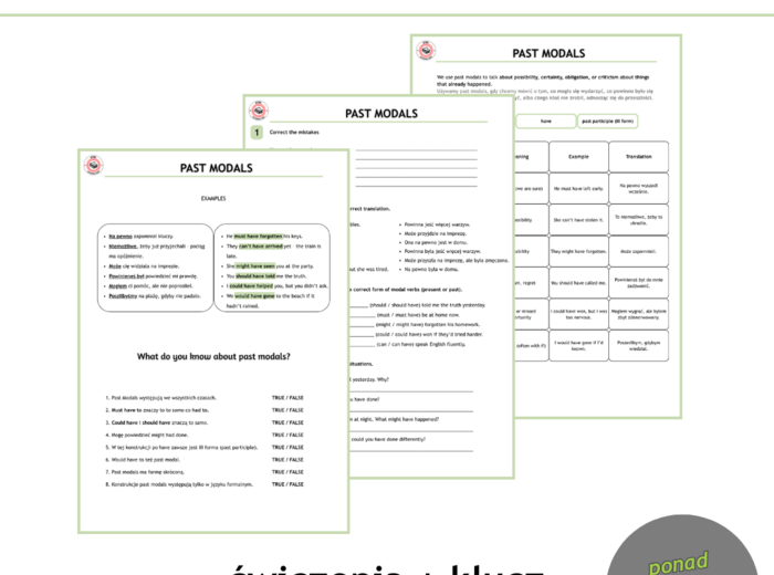 Past Modals - ćwiczenia do matury rozszerzonej