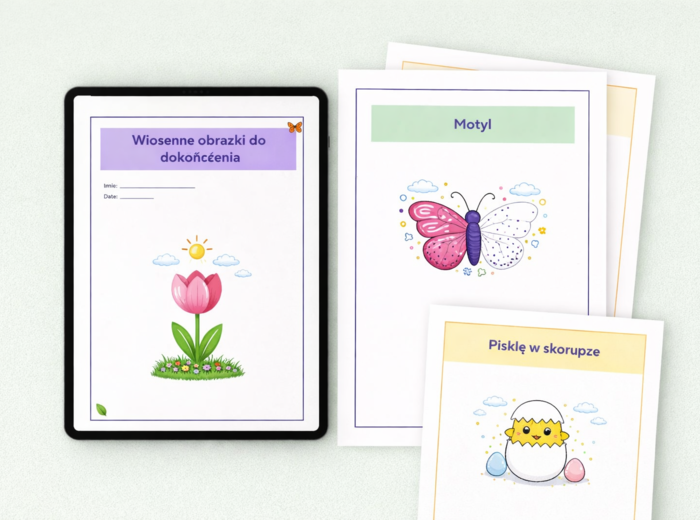 Wiosenne obrazki do dokończenia – karta pracy