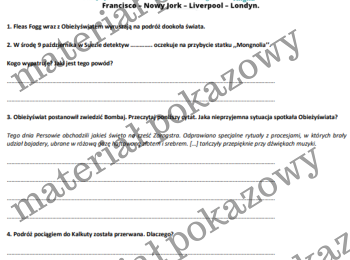 Karta pracy ,,W 80 dni dookoła świata''