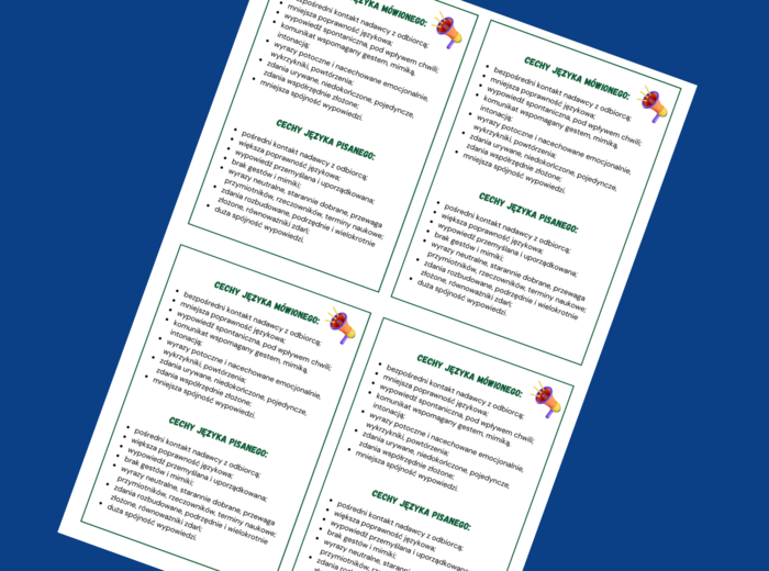 JĘZYK MÓWIONY i JĘZYK PISANY - wklejka - egzamin