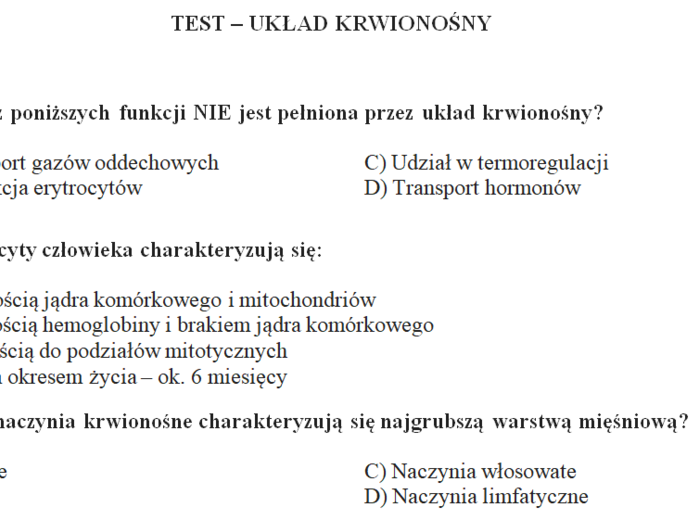 Test - układ krwionośny